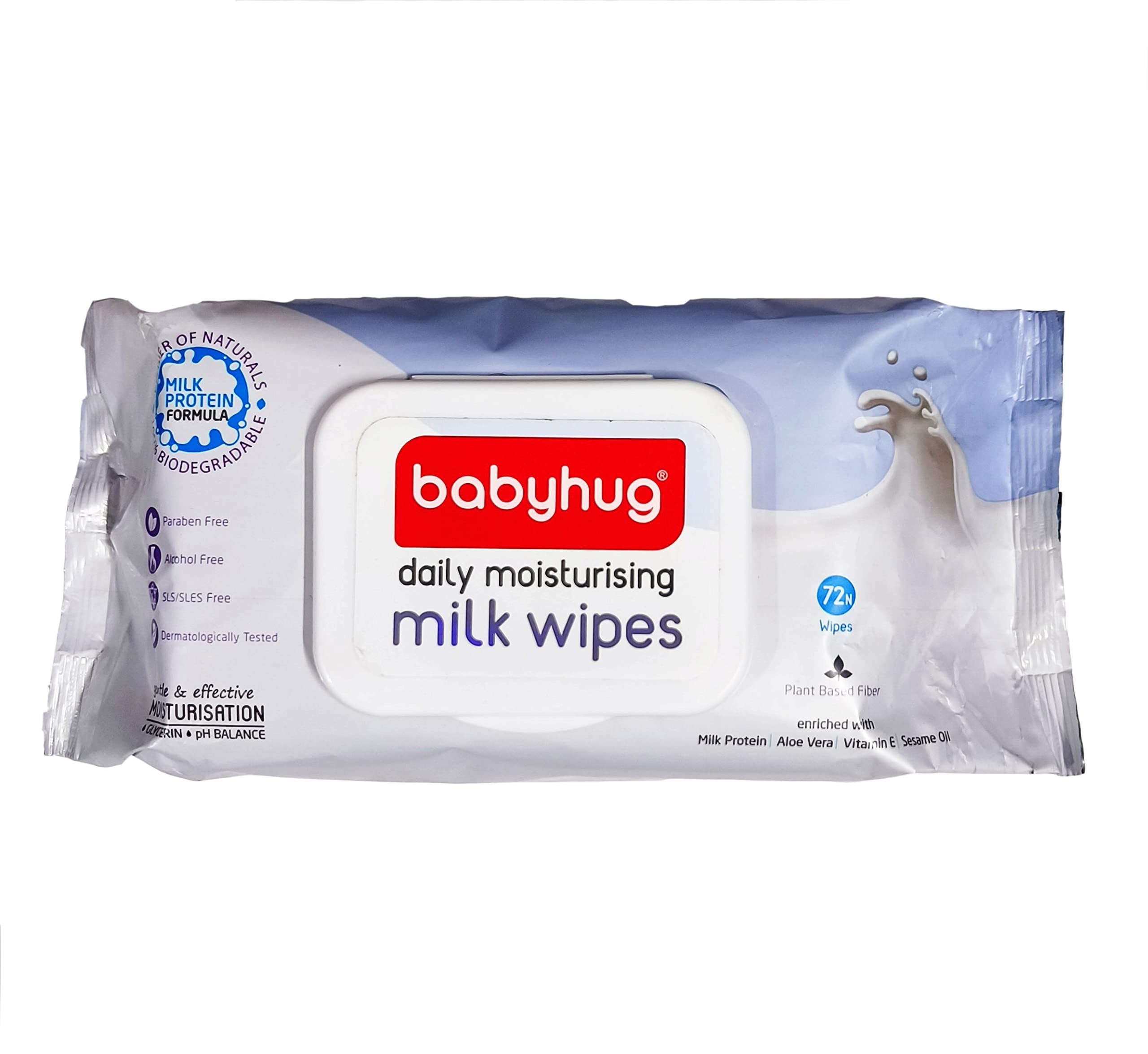 Babyhug 98% Water Daily Moisturising Milk Baby Wet Wipes Travel Pack - 24 Pieces