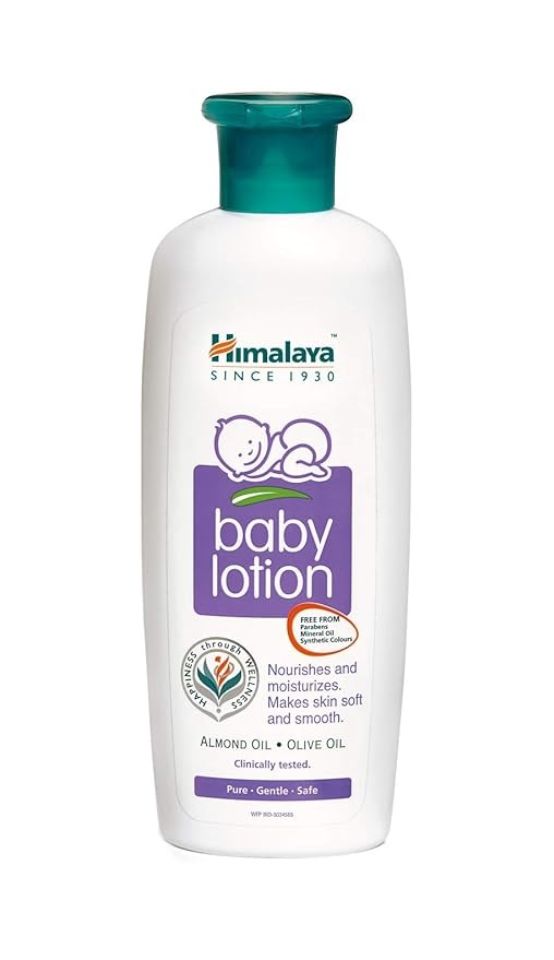 Himalaya Baby Lotion (100ml) with Almond oil, Olive oil, Country Mallow|Keeps baby’s skin soft and smooth|Clinically tested|No Parabens|No synthetic color|No Mineral Oil