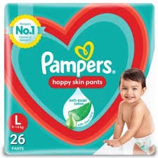 Pampers Happy Skin Pants, With Anti Rash Lotion - Value Pack - L  (26 Pieces)