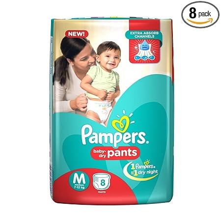 Pampers Baby-Dry Pants Diaper (M-8) - M