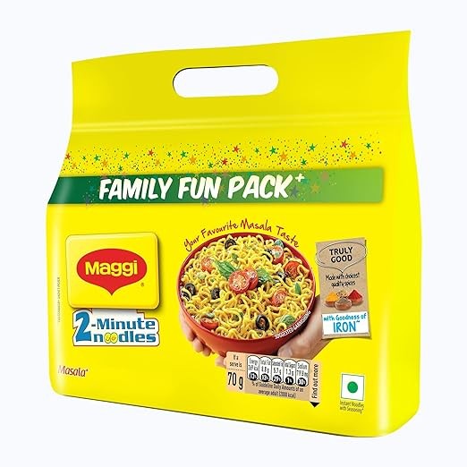 MAGGI 2-Minute Instant Noodles, Masala Noodles With Goodness Of Iron, Made With Choicest Quality Spices, Favourite Masala Taste, 560 Gm