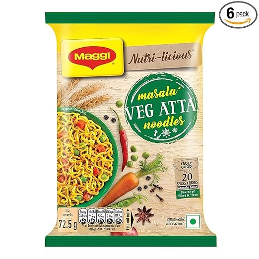 Maggi Nutri-Licious Masala Veg Atta Noodles, 72.5 grams