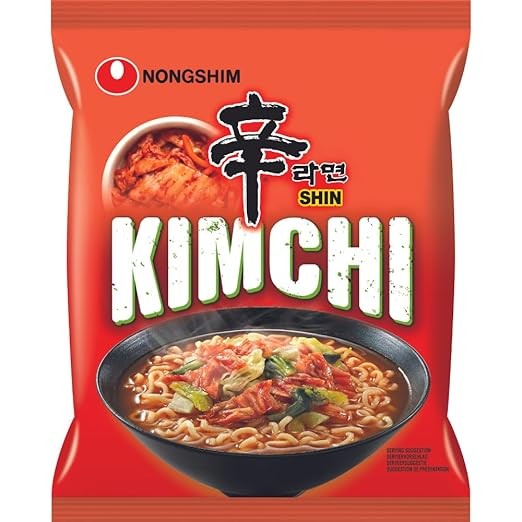 Nongshim Kimchi Ramyun Noodle Soup, 120 g, Orange & Black, Medium