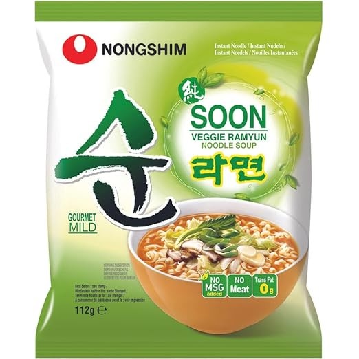 Nongshim Soon Veggie Ramyun Noodle Soup, Instant Noodle, 3.95 oz ℮ 112 g