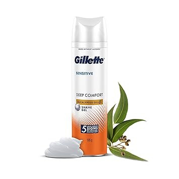 Gillette SENSITIVE SHAVING GEL, DEEP COMFORT WITH ALOE VERA| 0% PARABENE|200ML,