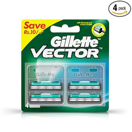 Gillette Vector Plus Manual Shaving Razor Blades (Cartridge) - 4s Pack