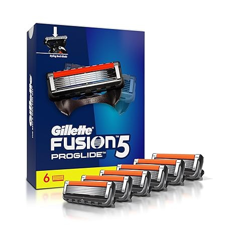 Gillette Fusion Proglide Blades for men - 6 count for Perfect Shave and Perfect Beard Shape with styling back blade