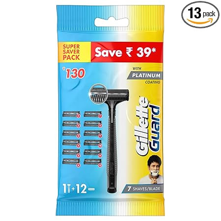 Gillette Guard Manual Shaving Razor with 12 Cartridges