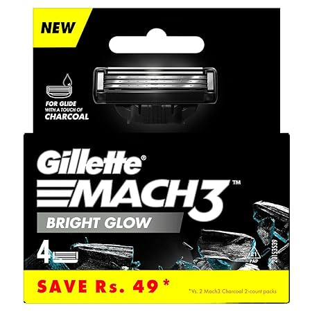 Gillette Mach3 Charcoal Shaving Razor Blades - 4s Pack(Cartridge)