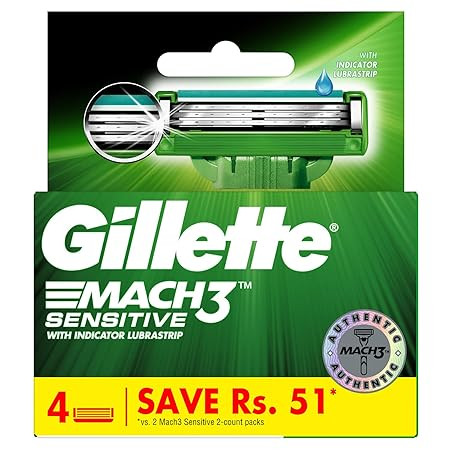 Gillette Mach3 Sensitive Blades - 4 Cartridges