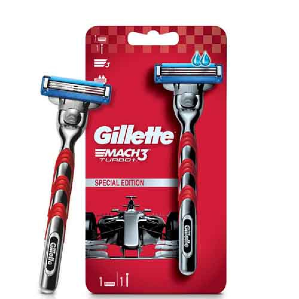 Gillette Mach 3 Special Edition Turbo Plus Shaving Razor - With Advanced Anti-Friction Coating, 1 pc