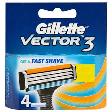 Gillette Vector3 Razor Blades for Men (Pack of 4 Cartridges), 4 pcs Carton